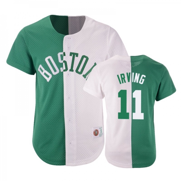 Boston Celtics #11 Kyrie Irving Split Mesh Button Jersey