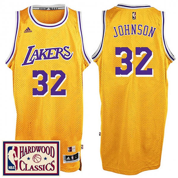 Lakers Hardwood Classics Throwback Gold Jersey Magic Johnson