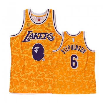 Los Angeles Lakers Lance Stephenson #6 Yellow Bape Camo Jersey