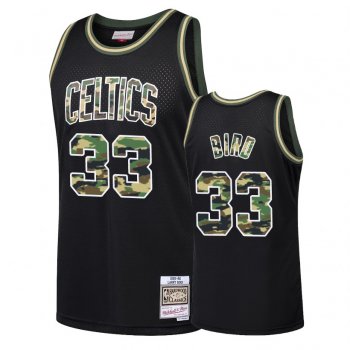 Boston Celtics Larry Bird #33 Black Straight Fire Camo Jersey