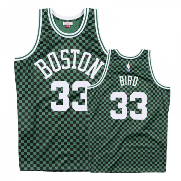 Boston Celtics Larry Bird #33 Green Checkerboard Jersey