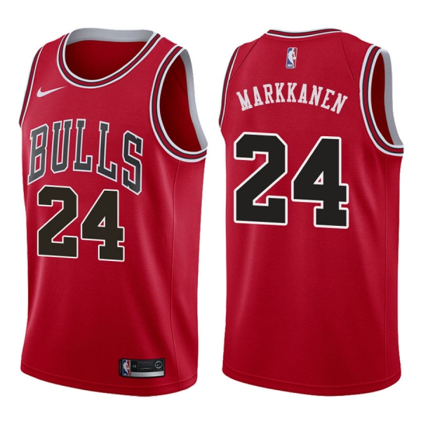 Chicago Bulls Lauri Markkanen #24 Red 2017-18 Icon Jersey