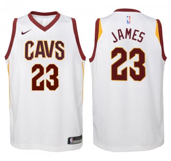 Youth Cleveland Cavaliers LeBron James #23 White 2017-18 Association Jersey