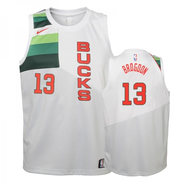 Youth Milwaukee Bucks Malcolm Brogdon #13 White 2018-19 Earned Jersey