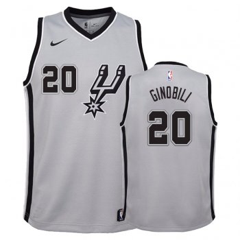 Youth San Antonio Spurs Manu Ginobili #20 Silver Statement Jersey