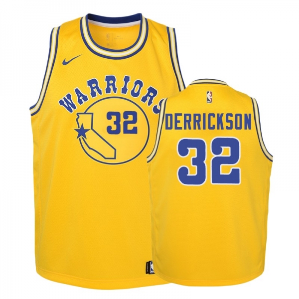 Youth Golden State Warriors Marcus Derrickson #32 Gold 2018-19 Hardwood Classics Jersey