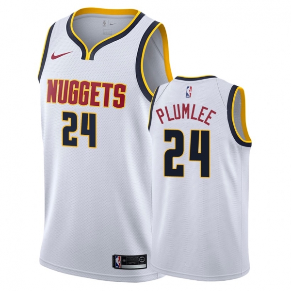 Denver Nuggets Mason Plumlee #24 Wihte 2018-19 Association Jersey