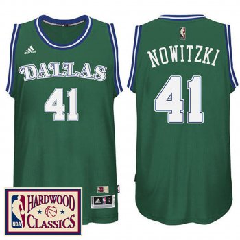 Mavericks Hardwood Classics Throwback Green Jersey Dirk Nowitzki