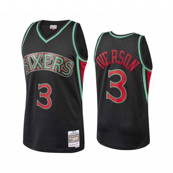 76ers Allen Iverson Hardwood Classics Christmas Black Jersey