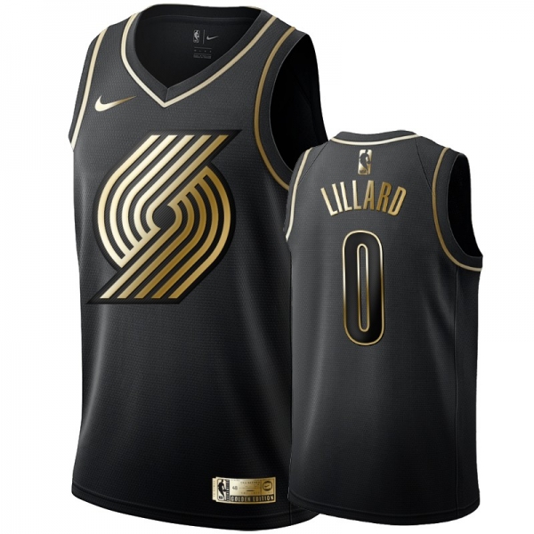 Portland Trail Blazers #0 Damian Lillard Golden Edition Jersey