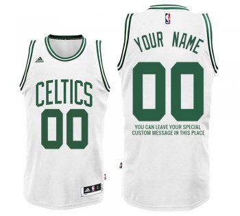 2017 new season Mens Boston Celtics Home White Custom Message Jersey