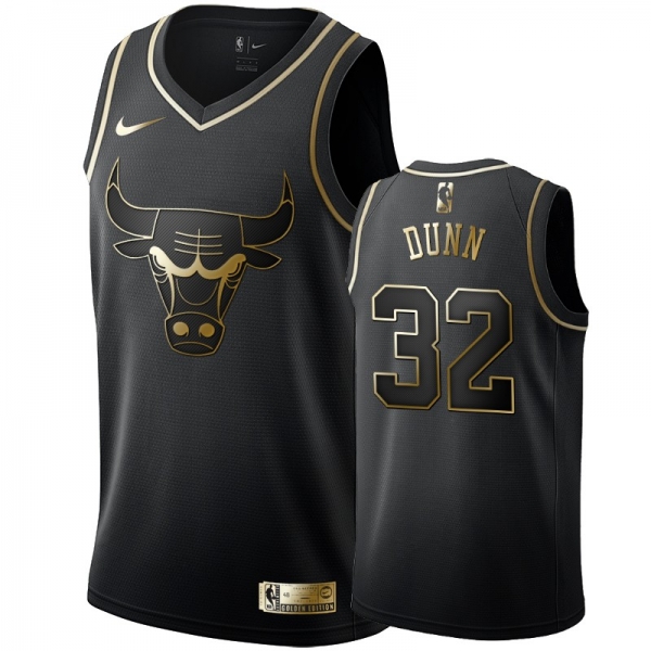 Bulls Kris Dunn Black Golden Edition #32 Jersey