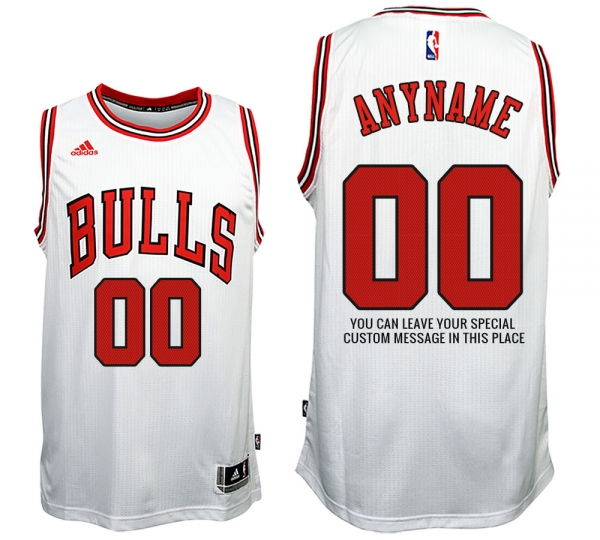 2017 new season Mens Chicago Bulls Home White Custom Message Jersey