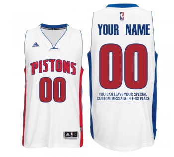 2017 new season Mens Detroit Pistons Home White Custom Message Jersey