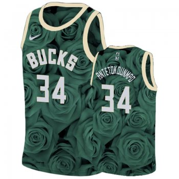 Milwaukee Bucks Giannis Antetokounmpo Green National Flower Jersey