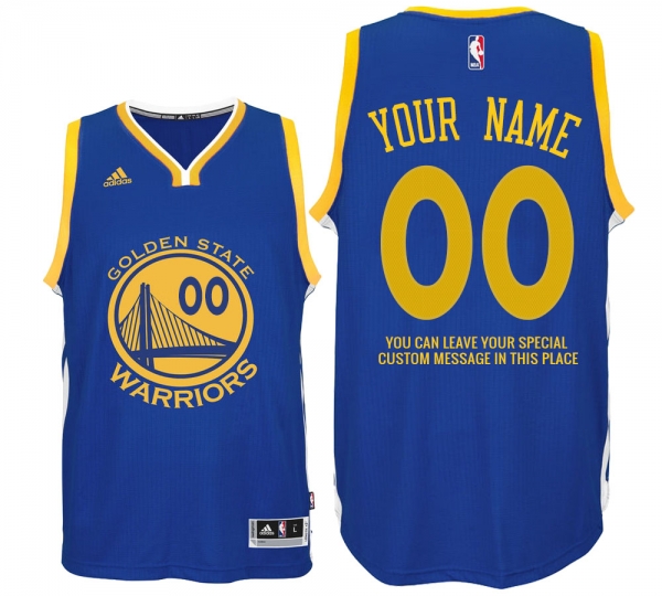 2017 new season Mens Golden State Warriors Road Blue Custom Message Jersey