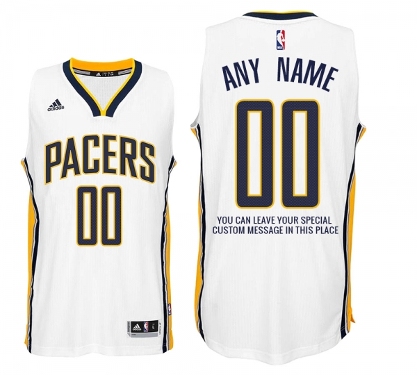 2017 new season Mens Indiana Pacers Home White Custom Message Jersey