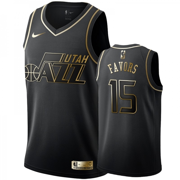 Utah Jazz #15 Derrick Favors Golden Edition Jersey