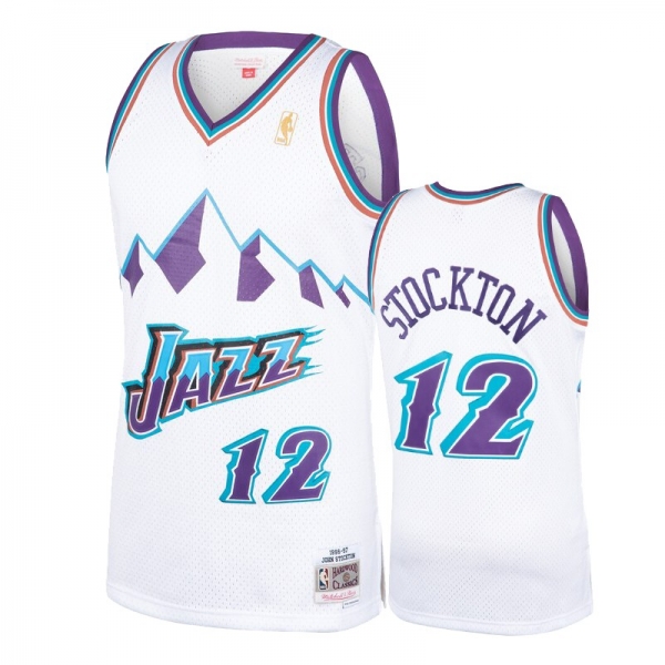 Utah Jazz #12 John Stockton Hardwood Classics Jersey