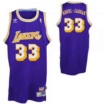 Men's Kareem Abdul-Jabbar Los Angeles Lakers Purple Hardwood Classics Swingman Jersey