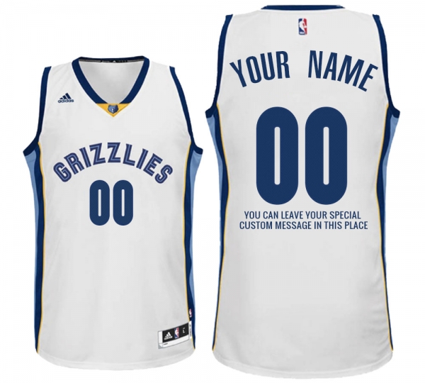 2017 new season Mens Memphis Grizzlies Home White Custom Message Jersey