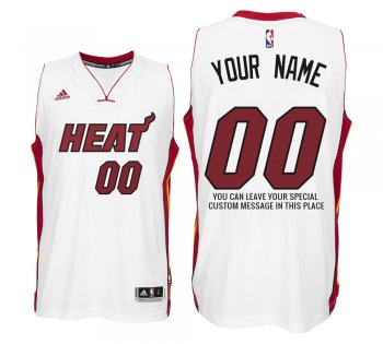 2017 new season Mens Miami Heat Home White Custom Message Jersey