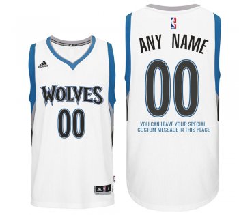 2017 new season Mens Minnesota Timberwolves Home White Custom Message Jersey