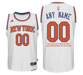 2017 new season Mens New York Knicks Home White Custom Message Jersey