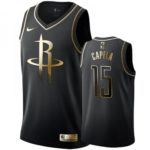 Rockets Clint Capela Black Golden Edition #15 Jersey