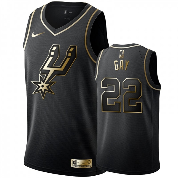 Spurs Rudy Gay Black Golden Edition #22 Jersey