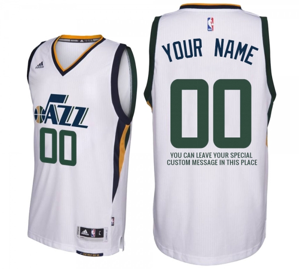 2017 new season Mens Utah Jazz Home White Custom Message Jersey