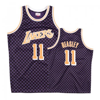 Los Angeles Lakers Michael Beasley #11 Purple Checkerboard Jersey