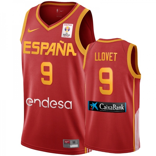 Spain Team #9 Nacho Llovet FIBA Basketball World Cup Jersey