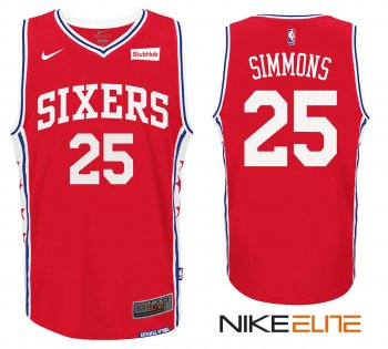 2017-2018 New Season Ben Simmons Philadelphia 76ers #25 Red Alternate Jersey