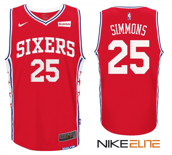 2017-2018 New Season Ben Simmons Philadelphia 76ers #25 Red Alternate Jersey