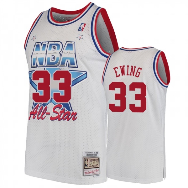 Men's Knicks Patrick Ewing White 1991 NBA All-Star Hardwood Classics Jersey Eastern Conference