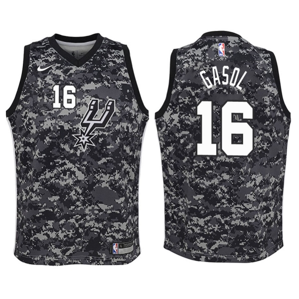 Youth San Antonio Spurs Pau Gasol #16 Camo City Edition Jersey