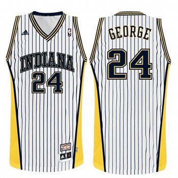 Paul George Pacers White Stripe Hardwood Classic Jersey