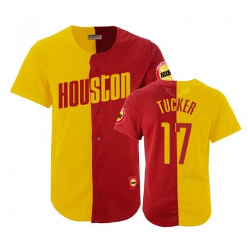 Houston Rockets #17 P.J. Tucker Split Mesh Button Jersey