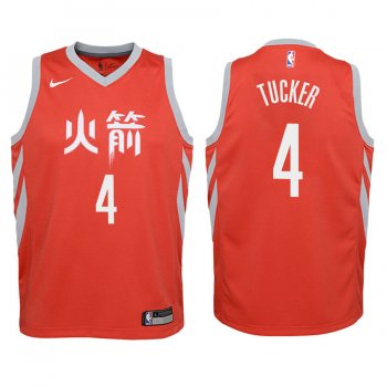 Youth Houston Rockets P.J. Tucker #4 Red City Edition Jersey