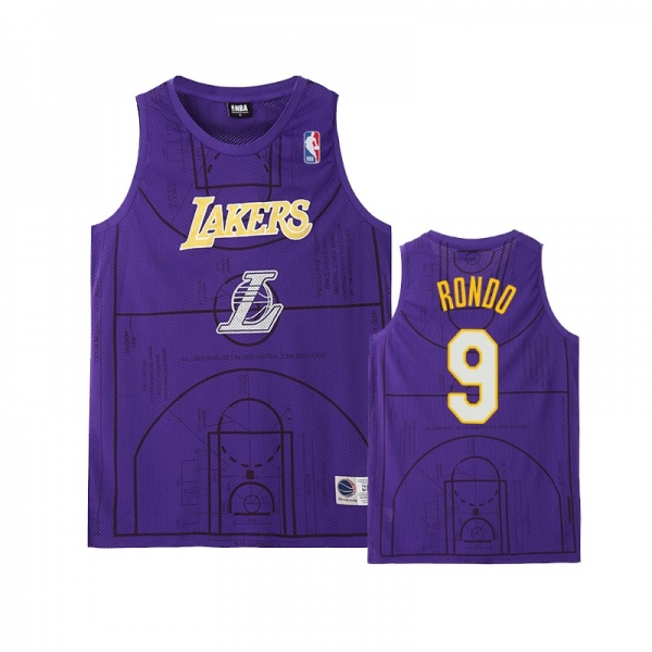 Los Angeles Lakers #9 Rajon Rondo Basketball Court Jersey