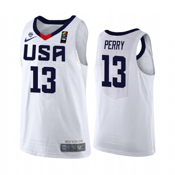 Team USA Reginald Perry 2019 FIBA U19 Baketball World Cup White Jersey