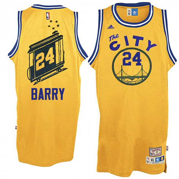 Rick Barry Warriors #24 The City Yellow Throwback Jersey