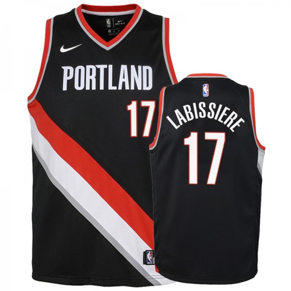 Youth Portland Trail Blazers Skal Labissiere #17 Black 18-19 Icon Jersey