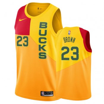 Milwaukee Bucks Sterling Brown #23 Yellow 2018-19 City Jersey