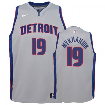 Youth Detroit Pistons Svi Mykhailiuk #19 Gray 18-19 Statement Jersey