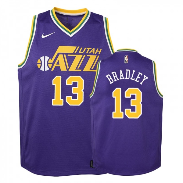 Youth Utah Jazz Tony Bradley #13 Purple 2018-19 Hardwood Classics Jersey