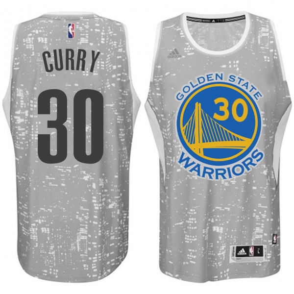 Golden State Warriors #30 Stephen Curry City Lights Gray Jersey