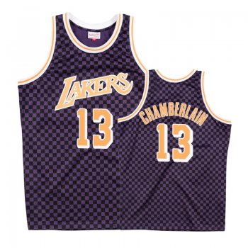 Los Angeles Lakers #13 Wilt Chamberlain Checkerboard Jersey