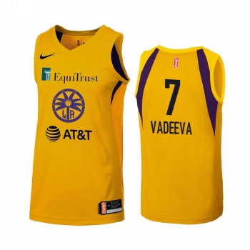 Women's WNBA #7 Maria Vadeeva Yellow Jersey